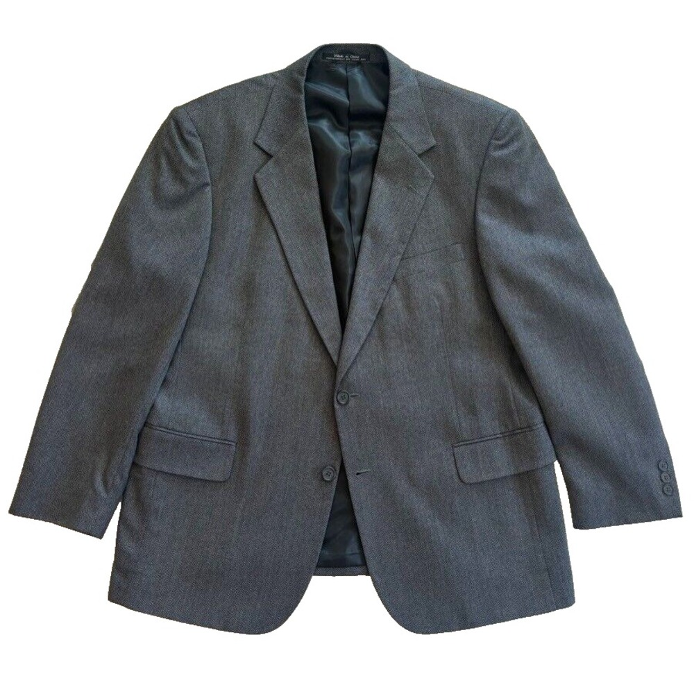 gray herringbone Croft & Barrow blazer jacket sport suit coat two button 46 R